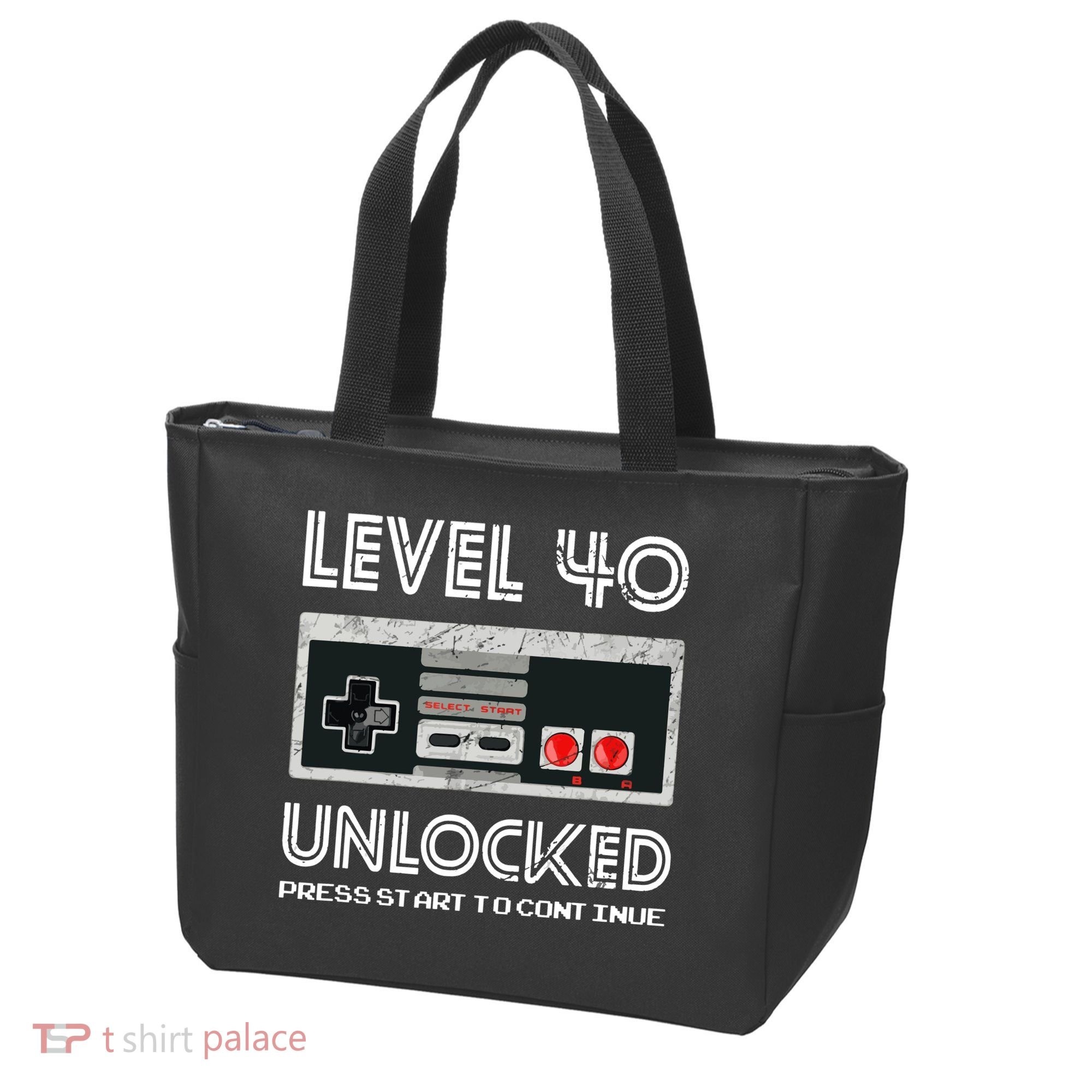 40 Year Old Fourty Birthday Gift Level 40 Unlocked Gamer Tote Bag