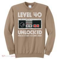 40 Year Old Fourty Birthday Gift Level 40 Unlocked Gamer Sweatshirt thumb 0