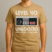 40 Year Old Fourty Birthday Gift Level 40 Unlocked Gamer T-Shirt thumb 3