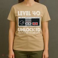 40 Year Old Fourty Birthday Gift Level 40 Unlocked Gamer T-Shirt thumb 4