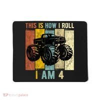 4 Year Old Birthday Boy Monster Truck 4th Birthday Mousepad thumb 0