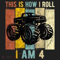 4 Year Old Birthday Boy Monster Truck 4th Birthday Golf Towel thumb 3
