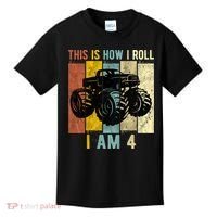 4 Year Old Birthday Boy Monster Truck 4th Birthday Kids T-Shirt thumb 0