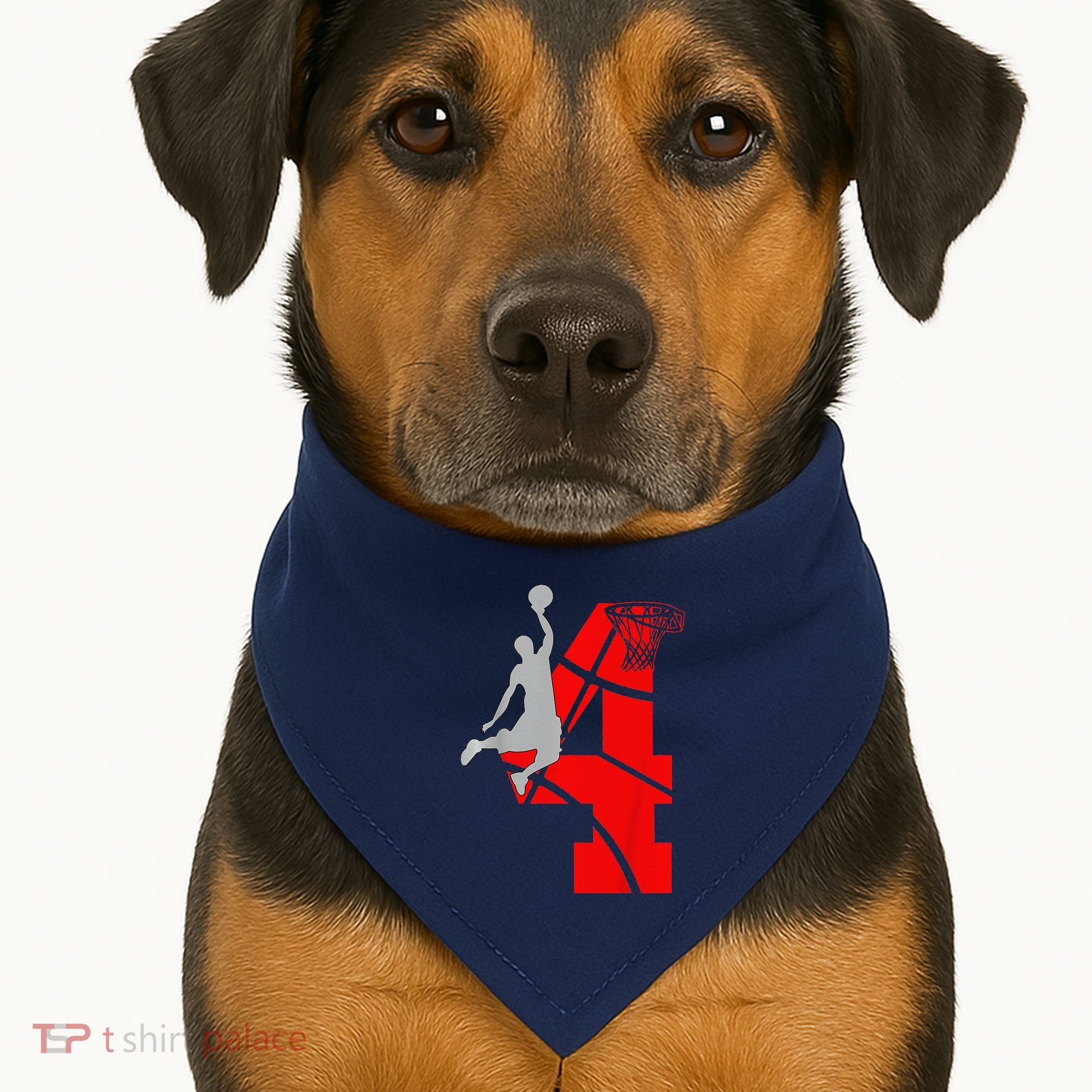 4 Year Old 4th Basketball Birthday Partytheme USA-Made Doggie Bandana