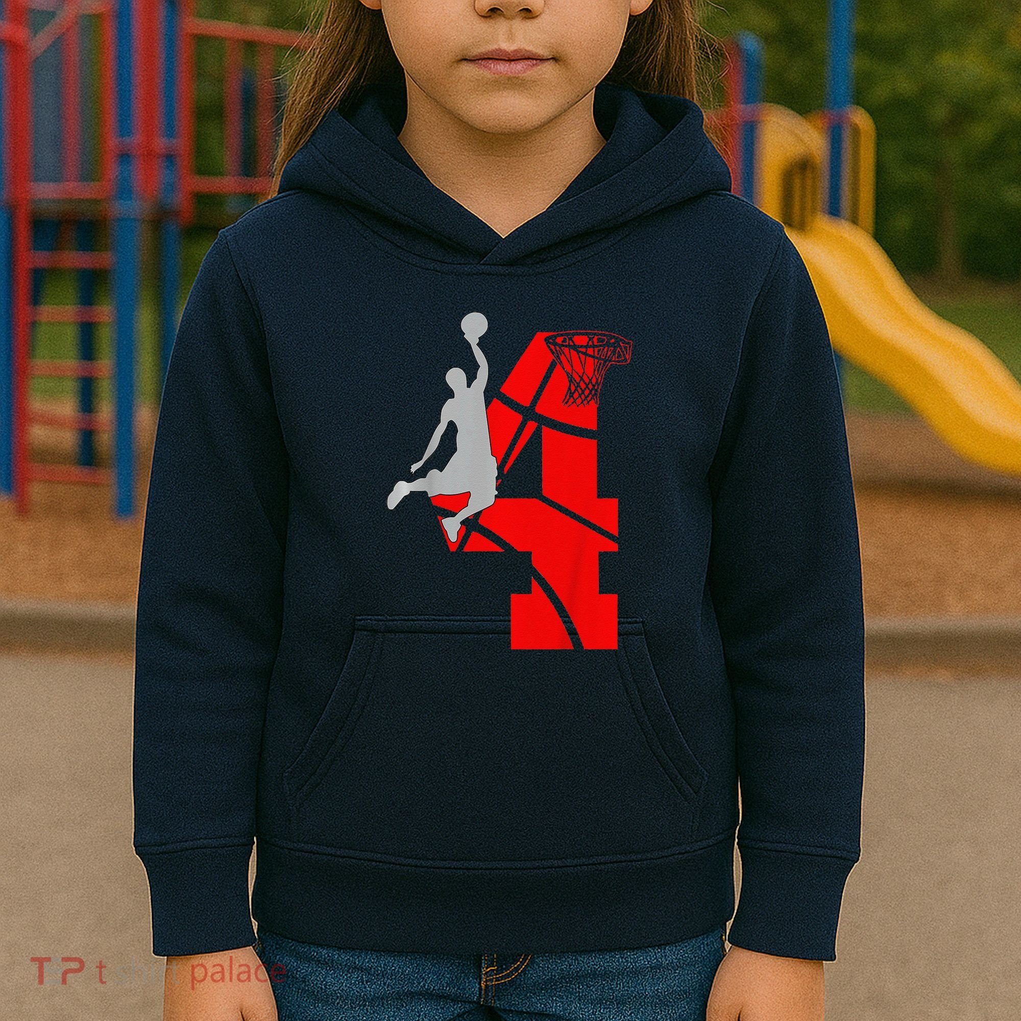 4 Year Old 4th Basketball Birthday Partytheme Kids Hoodie