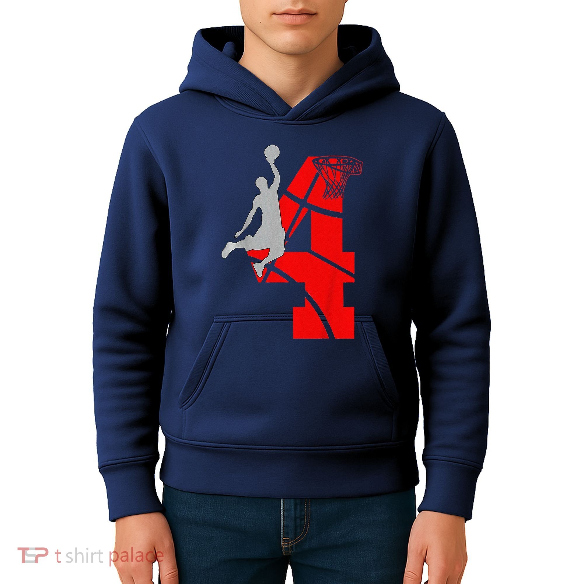 4 Year Old 4th Basketball Birthday Partytheme Kids Hoodie