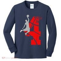 4 Year Old 4th Basketball Birthday Partytheme Kids Long Sleeve Shirt thumb 0