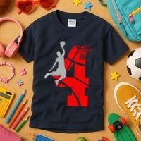 4 Year Old 4th Basketball Birthday Partytheme Kids T-Shirt thumb 3