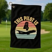 4 Year Old Airplane Pilot Aircraft 4th Birthday Aviation Golf Towel thumb 1