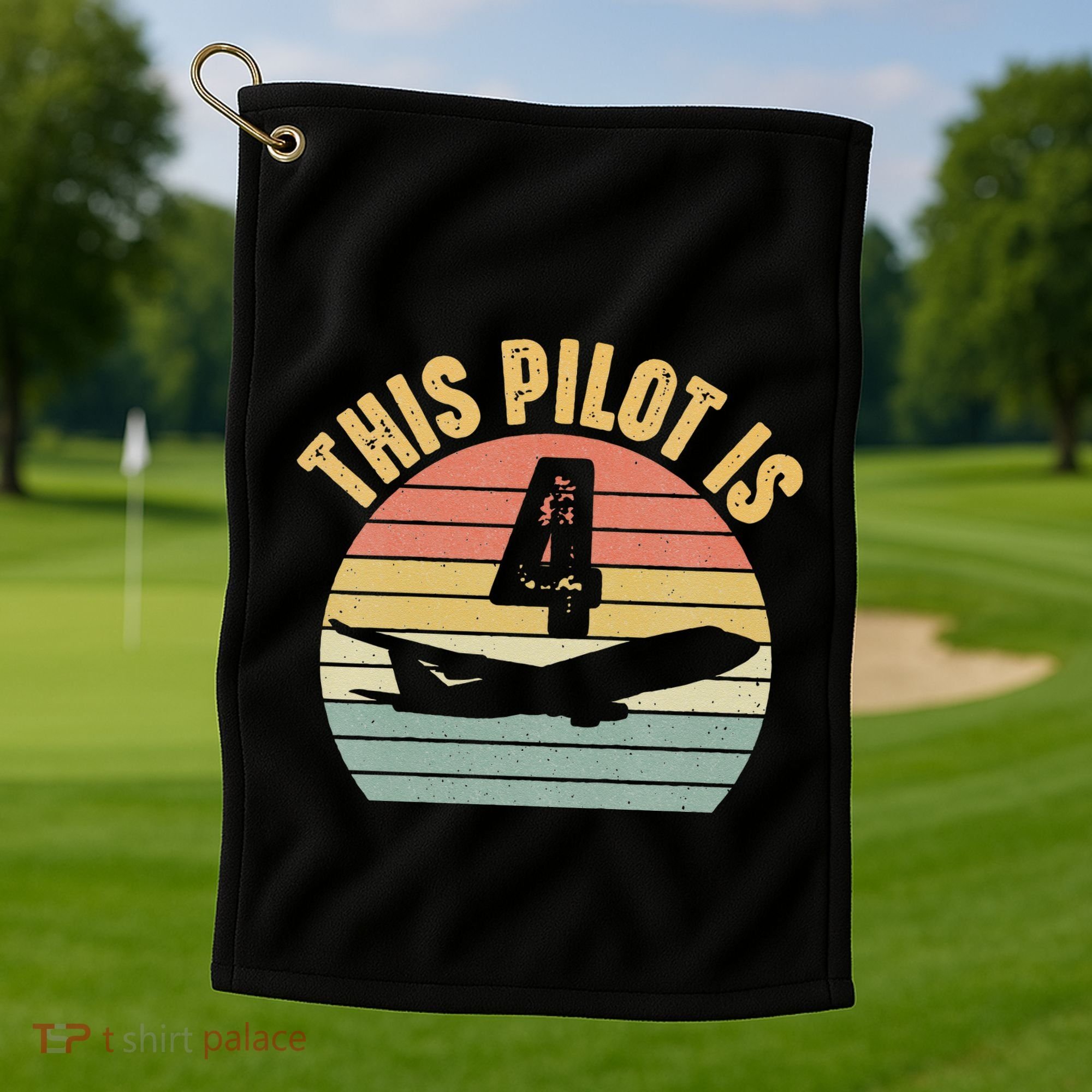 4 Year Old Airplane Pilot Aircraft 4th Birthday Aviation Golf Towel