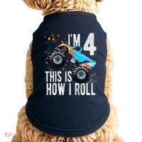 4 Year Old 4th Birthday Boy Monster Truck Car Doggie Tank thumb 0