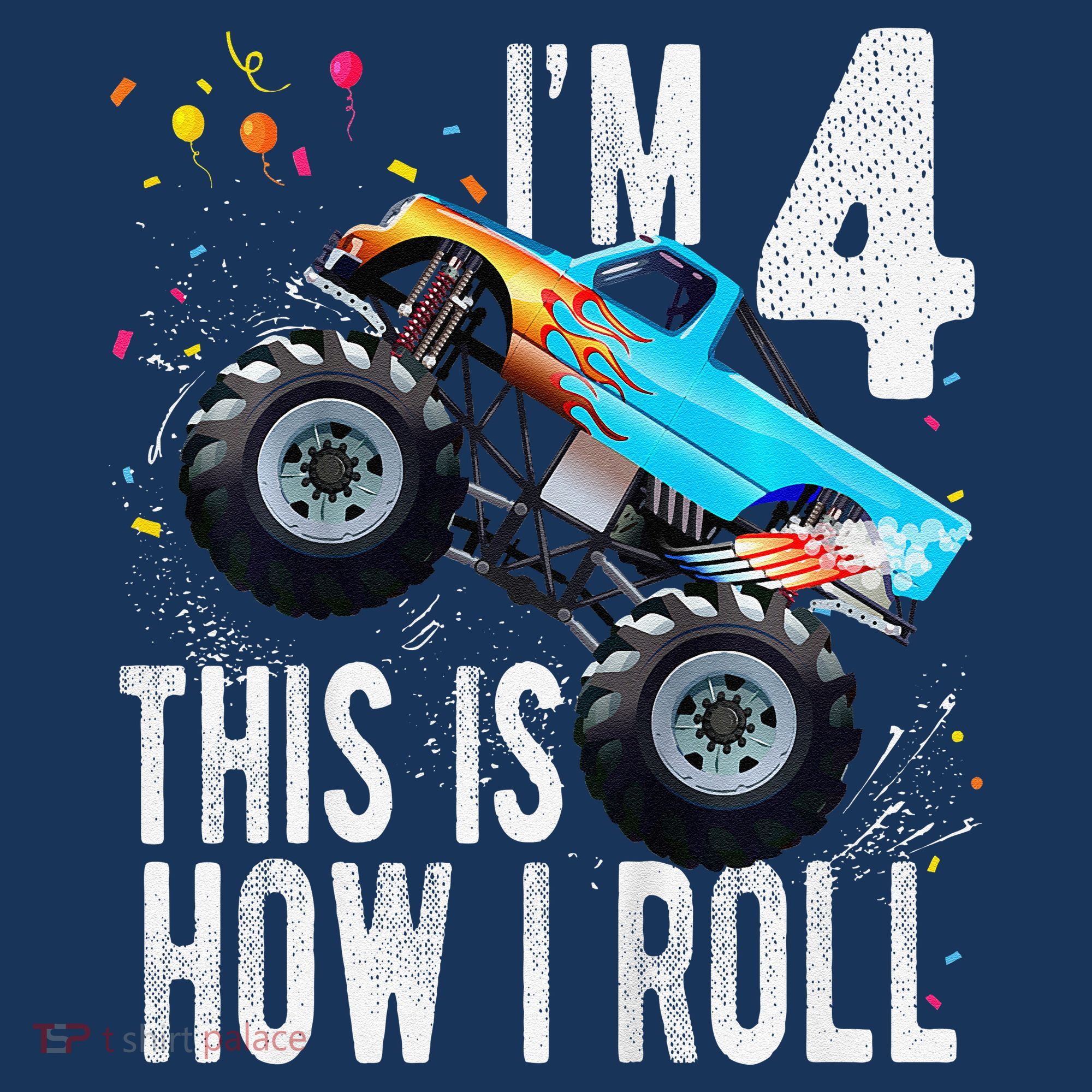4 Year Old 4th Birthday Boy Monster Truck Car Doggie Tank