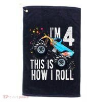 4 Year Old 4th Birthday Boy Monster Truck Car Golf Towel thumb 0