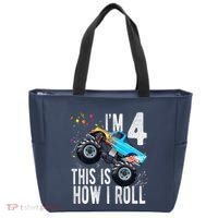 4 Year Old 4th Birthday Boy Monster Truck Car Tote Bag thumb 0