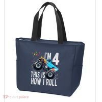4 Year Old 4th Birthday Boy Monster Truck Car Tote Bag thumb 3