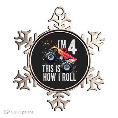 4 Year Old 4th Birthday Boy Monster Truck Car Ornament
