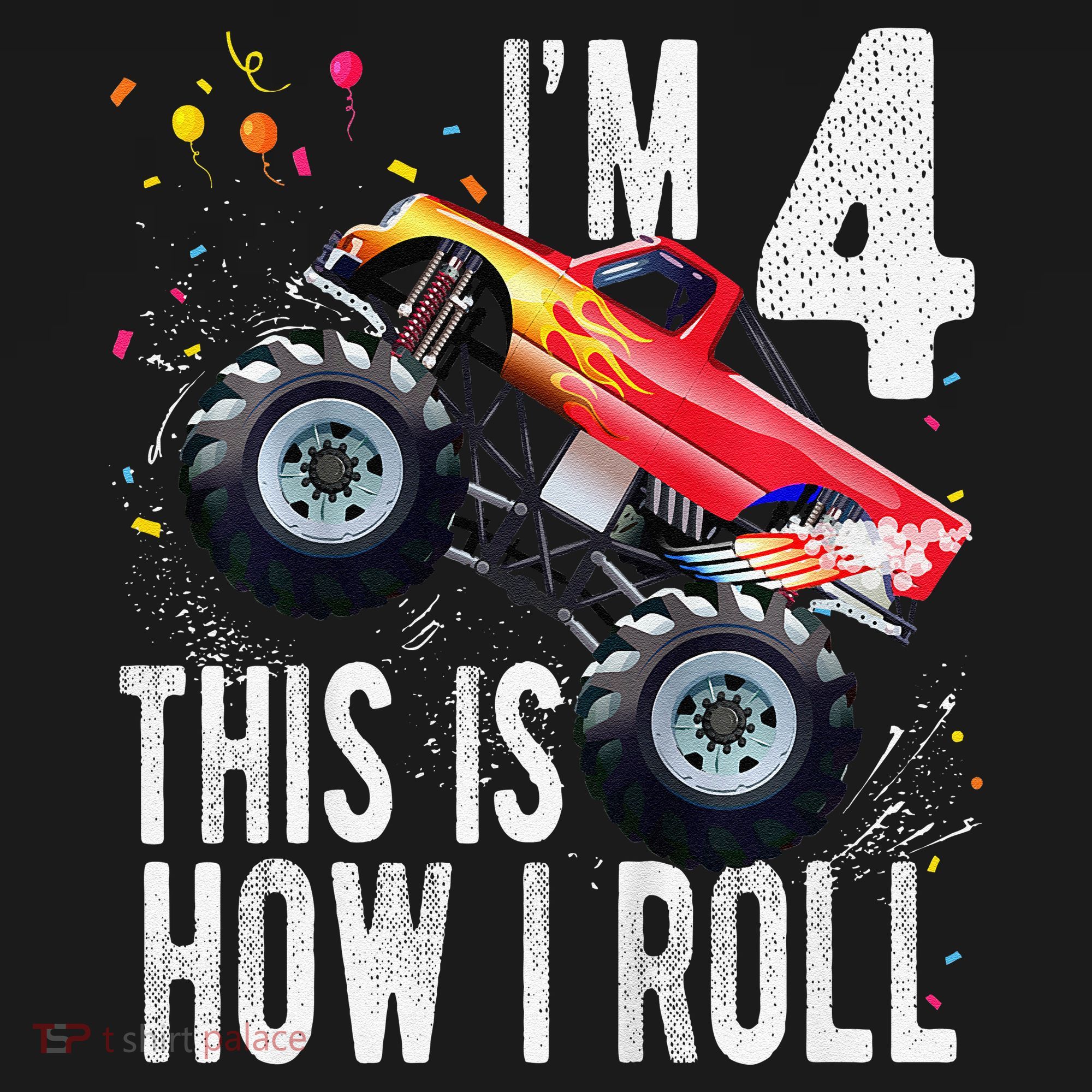 4 Year Old 4th Birthday Boy Monster Truck Car Ornament