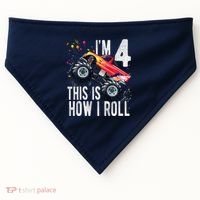 4 Year Old 4th Birthday Boy Monster Truck Car USA-Made Doggie Bandana thumb 0
