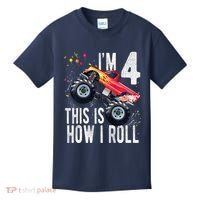 4 Year Old 4th Birthday Boy Monster Truck Car Kids T-Shirt thumb 0