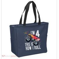 4 Year Old 4th Birthday Boy Monster Truck Car Tote Bag thumb 2