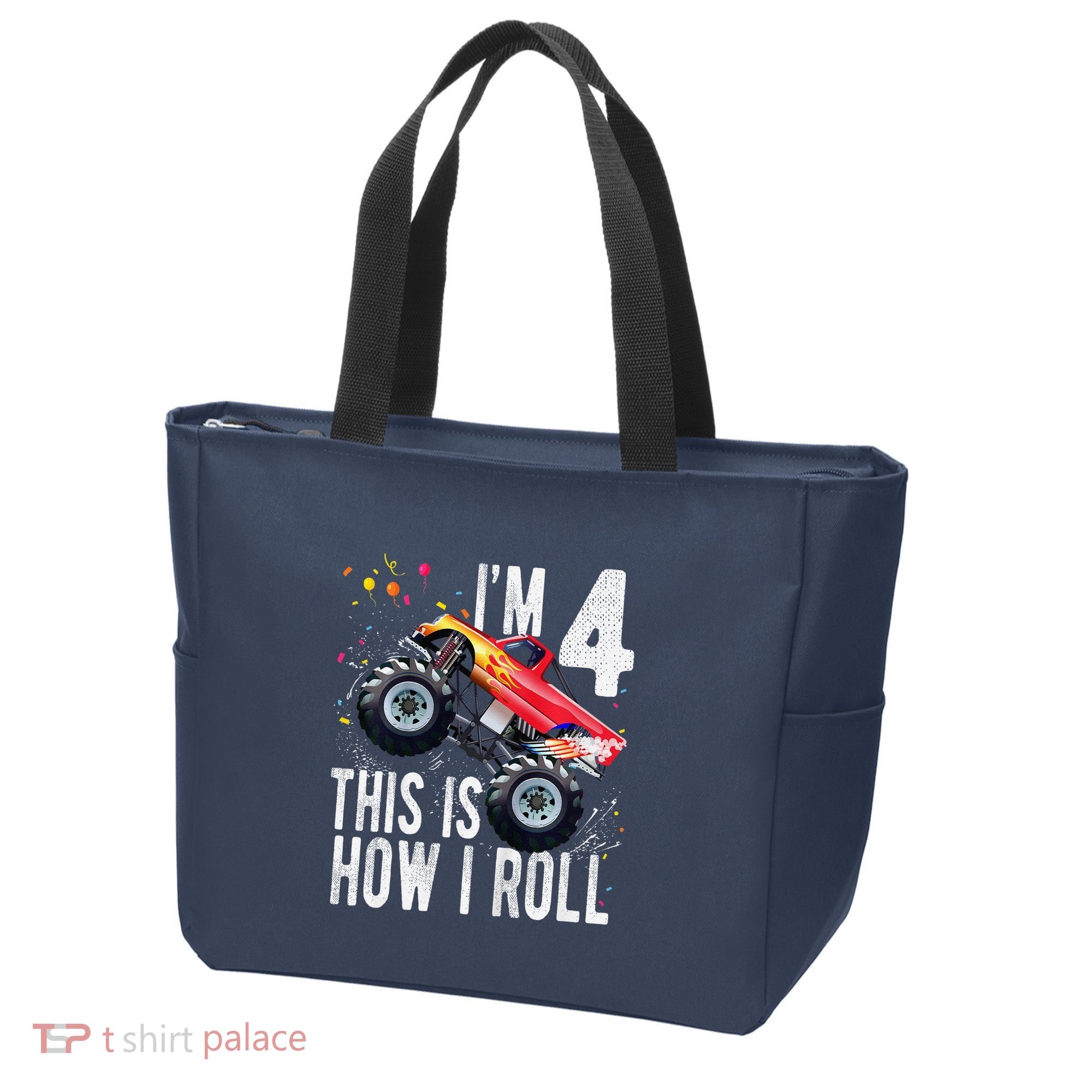 4 Year Old 4th Birthday Boy Monster Truck Car Tote Bag