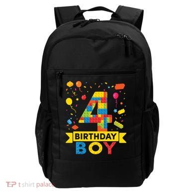 4 Year Old Building Blocks 4th Birthday Boy Backpack