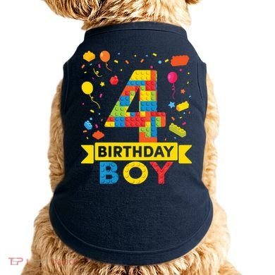 4 Year Old Building Blocks 4th Birthday Boy Doggie Tank
