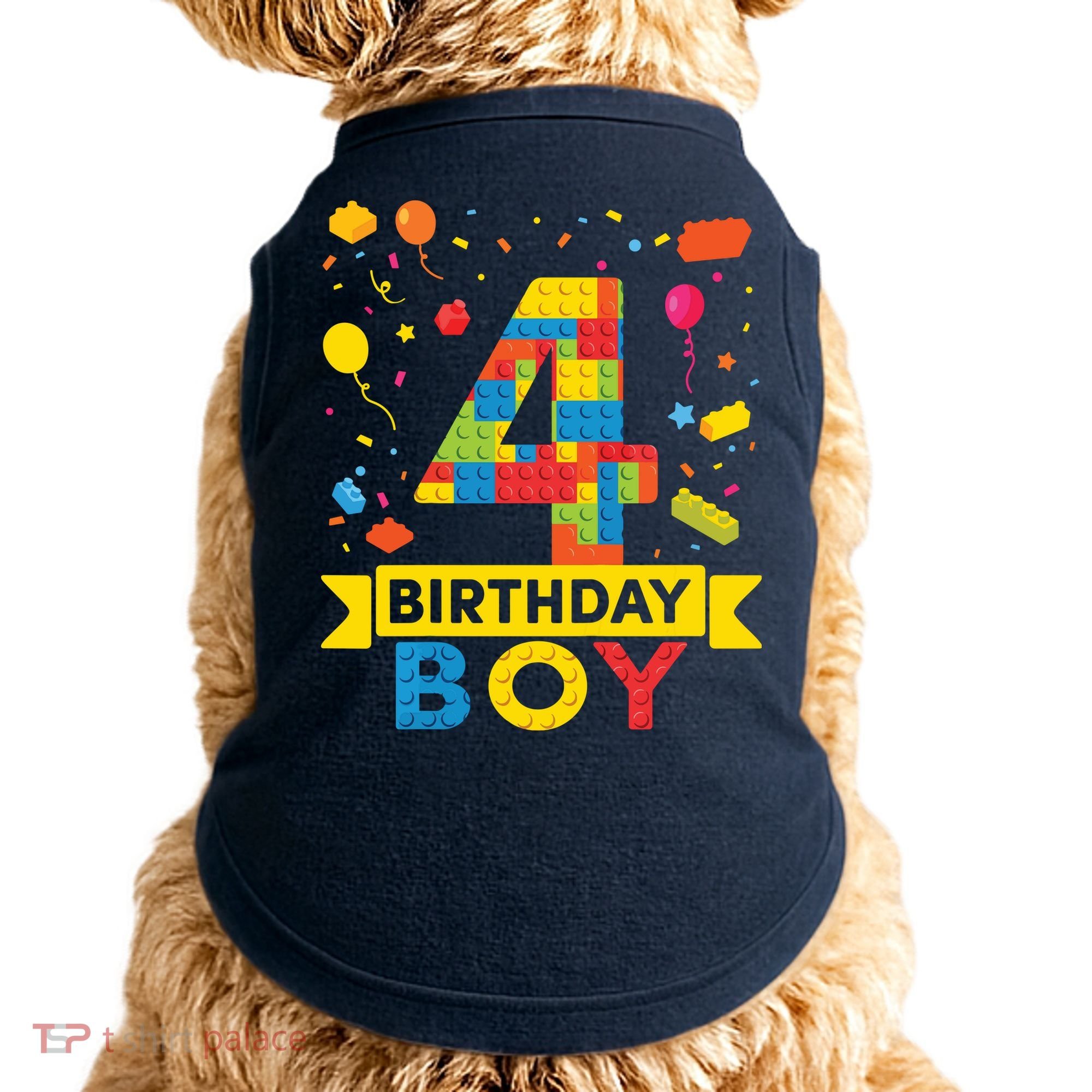 4 Year Old Building Blocks 4th Birthday Boy Doggie Tank
