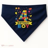 4 Year Old Building Blocks 4th Birthday Boy USA-Made Doggie Bandana thumb 0