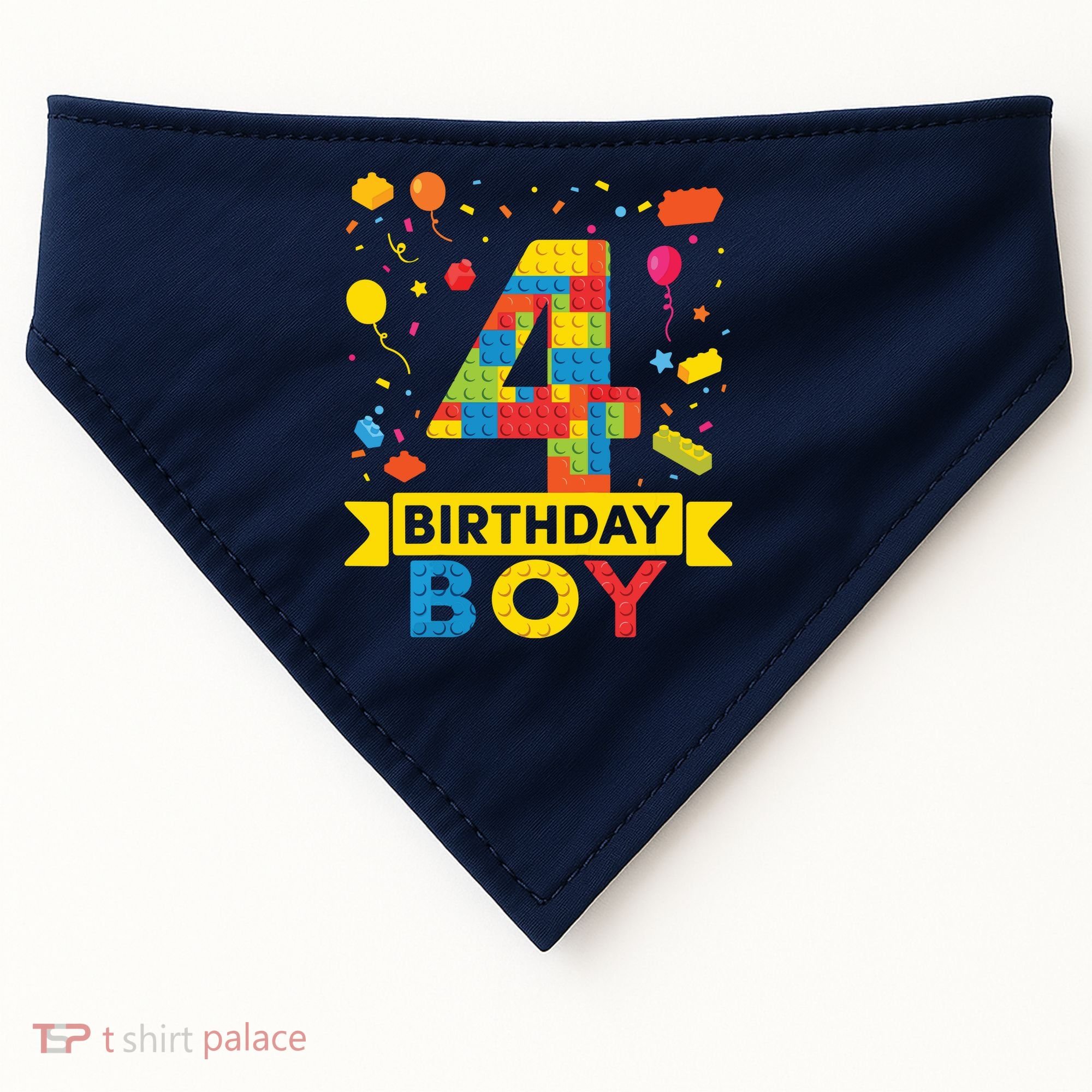 4 Year Old Building Blocks 4th Birthday Boy USA-Made Doggie Bandana