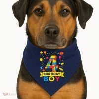 4 Year Old Building Blocks 4th Birthday Boy USA-Made Doggie Bandana thumb 1