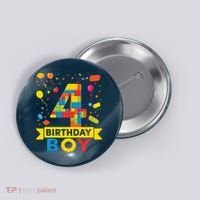 4 Year Old Building Blocks 4th Birthday Boy Button thumb 0