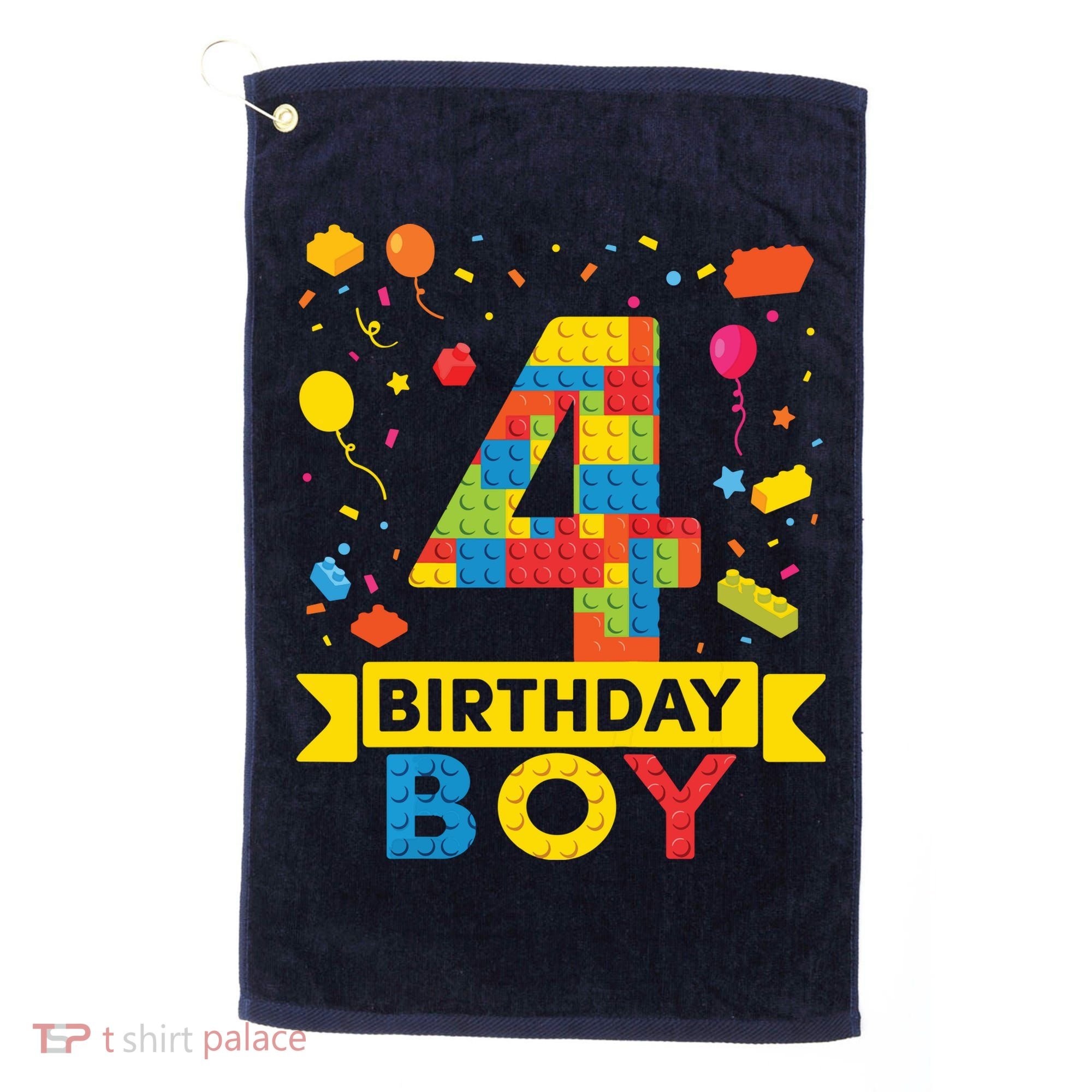 4 Year Old Building Blocks 4th Birthday Boy Golf Towel