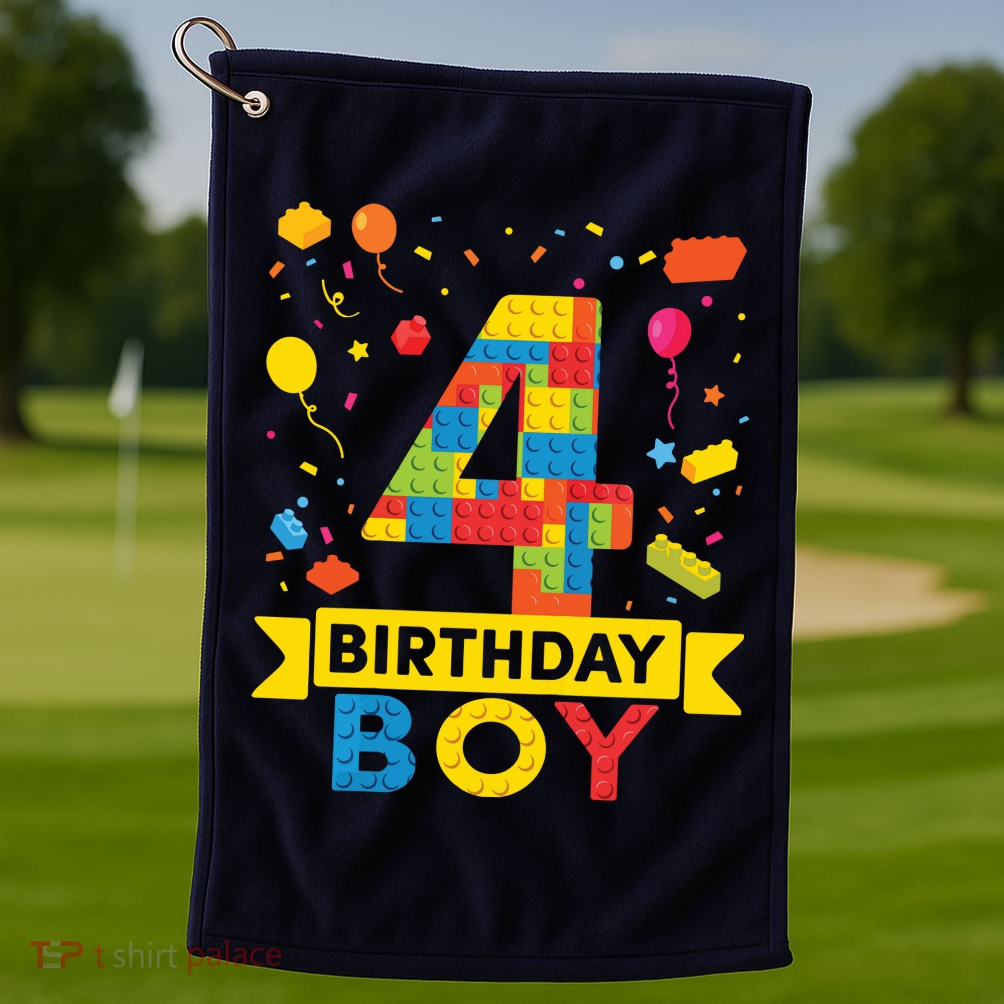 4 Year Old Building Blocks 4th Birthday Boy Golf Towel