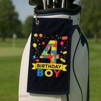 4 Year Old Building Blocks 4th Birthday Boy Golf Towel thumb 2