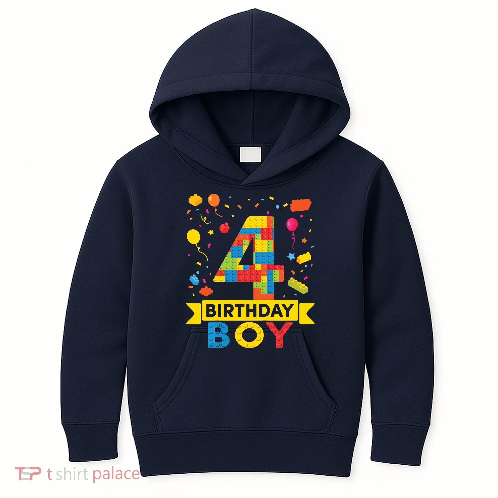 4 Year Old Building Blocks 4th Birthday Boy Kids Hoodie