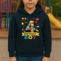 4 Year Old Building Blocks 4th Birthday Boy Kids Hoodie thumb 3