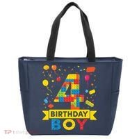 4 Year Old Building Blocks 4th Birthday Boy Tote Bag thumb 0