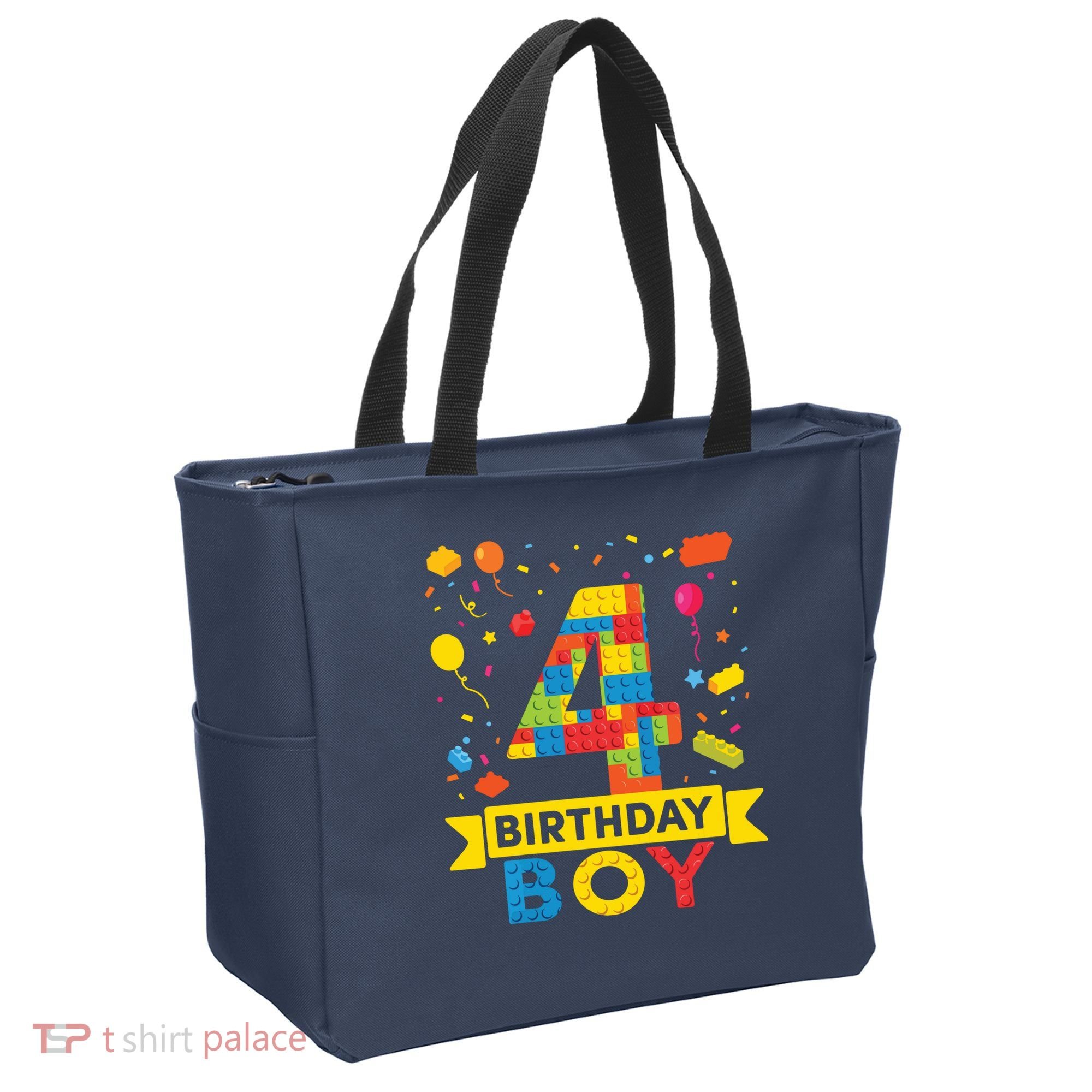 4 Year Old Building Blocks 4th Birthday Boy Tote Bag