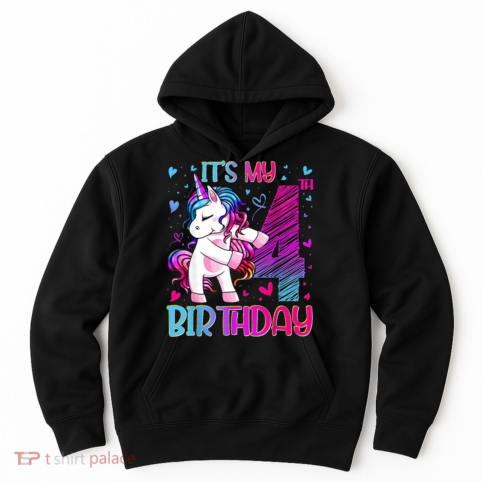 4 Years Old Unicorn Flossing 4th Birthday Unicorn Party Hoodie