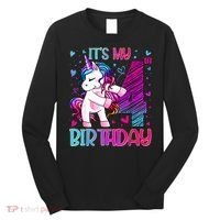4 Years Old Unicorn Flossing 4th Birthday Unicorn Party Long Sleeve Shirt thumb 0