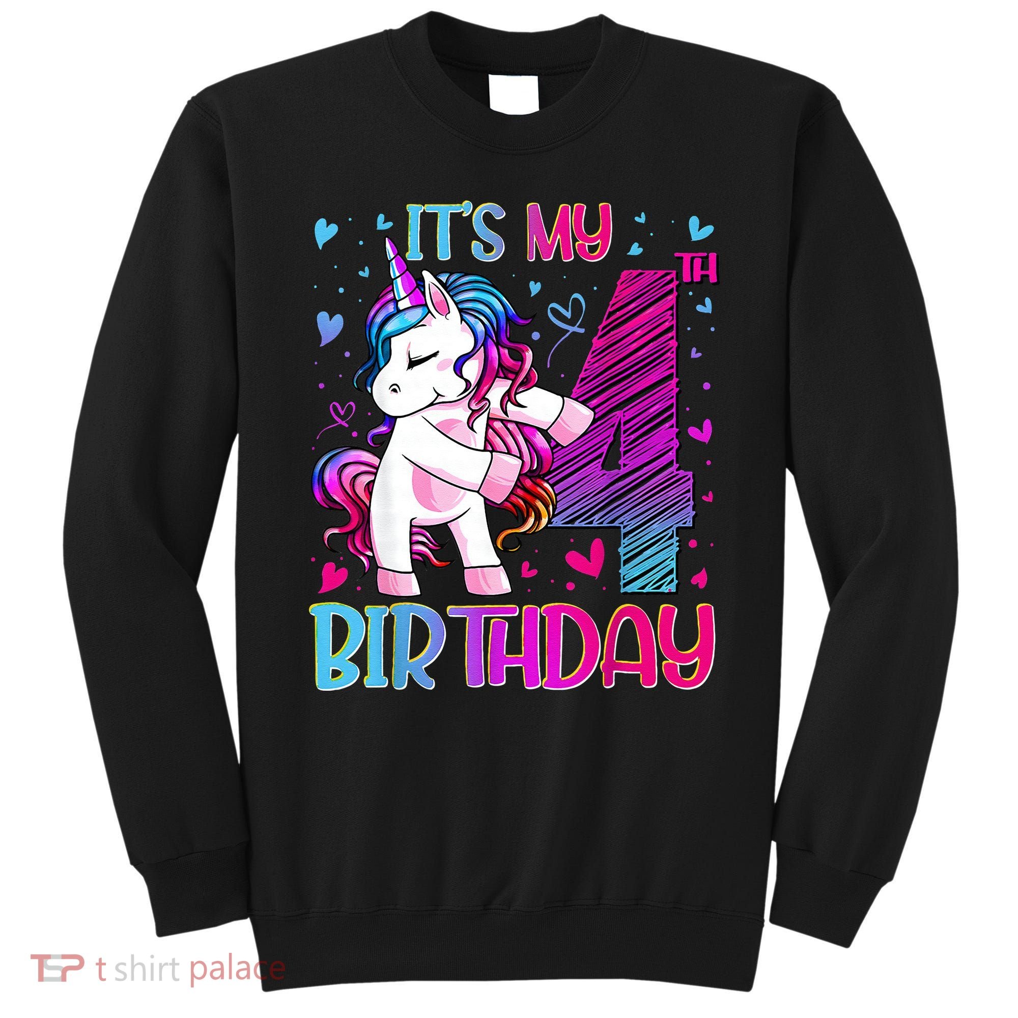 4 Years Old Unicorn Flossing 4th Birthday Unicorn Party Sweatshirt
