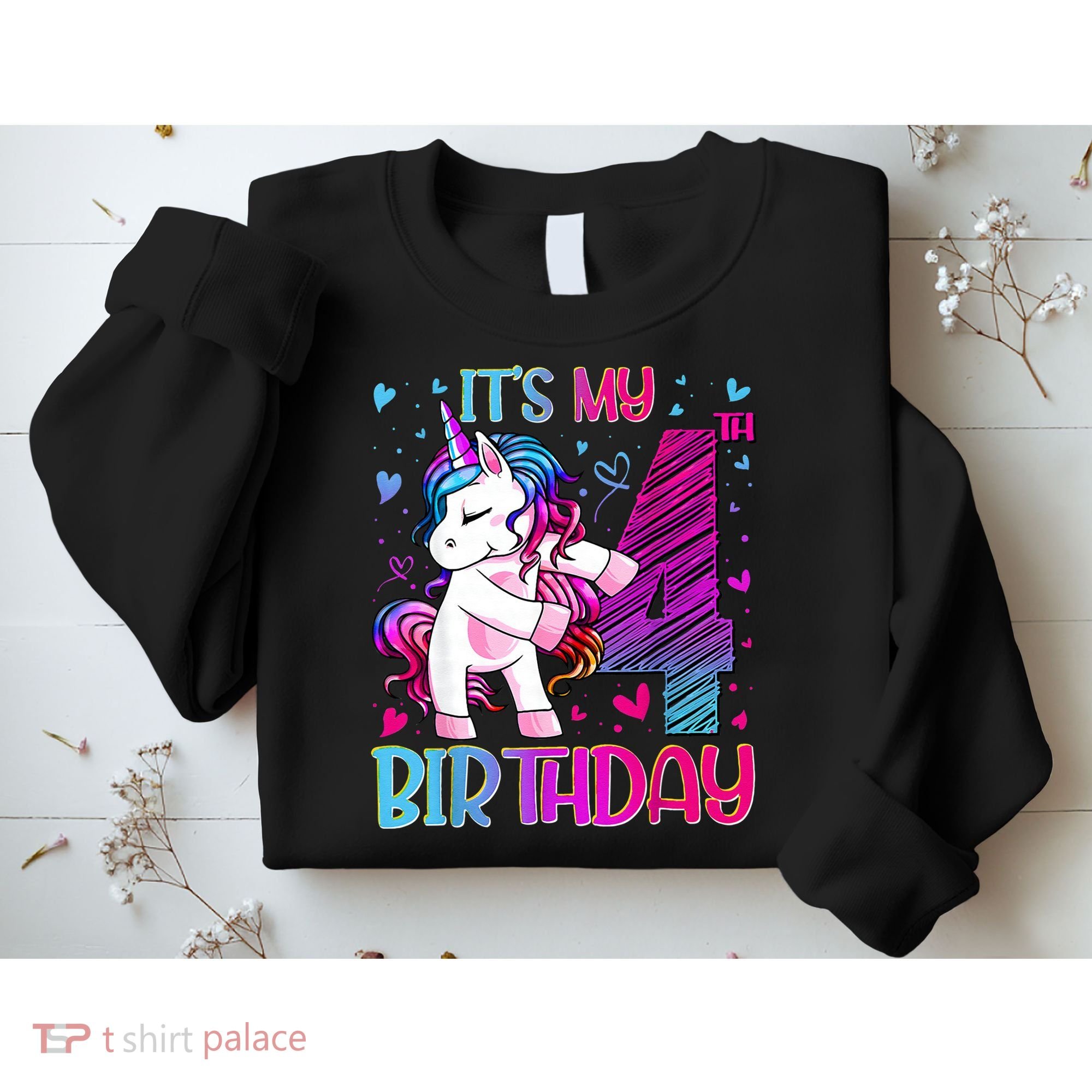 4 Years Old Unicorn Flossing 4th Birthday Unicorn Party Sweatshirt