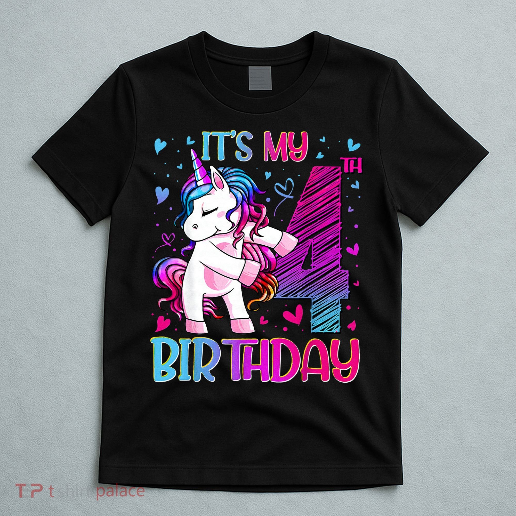 4 Years Old Unicorn Flossing 4th Birthday Unicorn Party T-Shirt