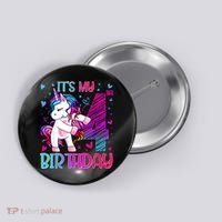 4 Years Old Unicorn Flossing 4th Birthday Unicorn Party Button thumb 0
