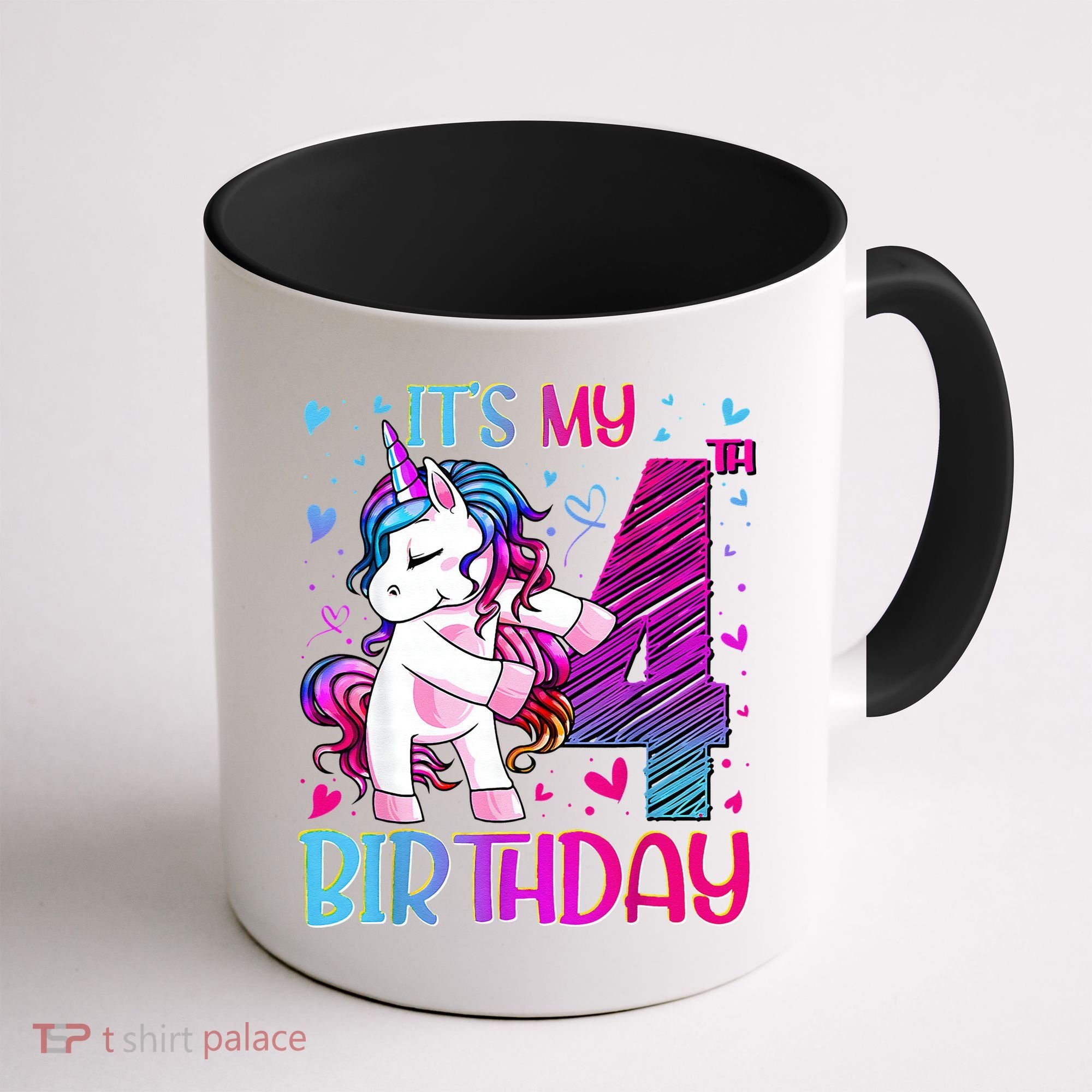 4 Years Old Unicorn Flossing 4th Birthday Unicorn Party Coffee Mug