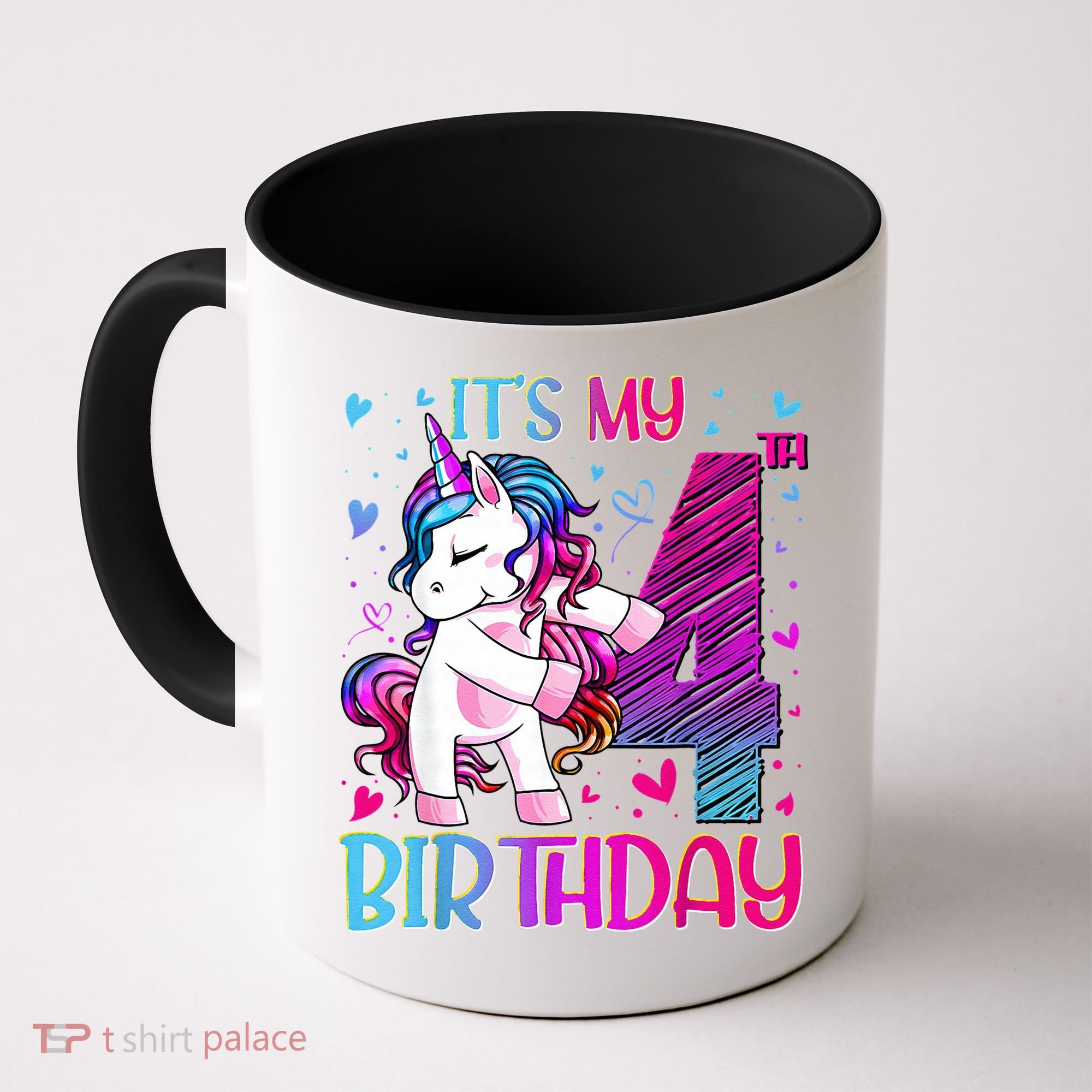 4 Years Old Unicorn Flossing 4th Birthday Unicorn Party Coffee Mug