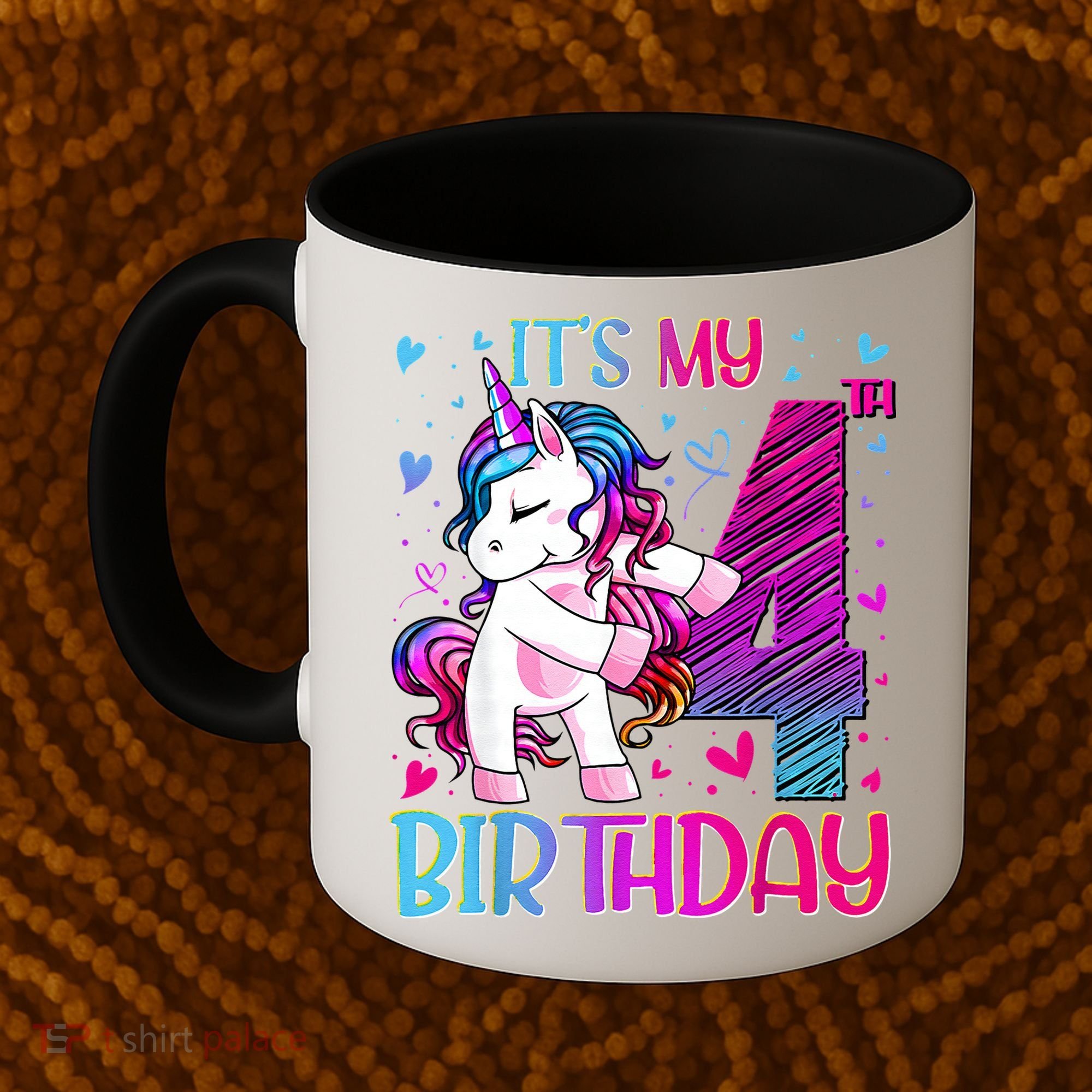 4 Years Old Unicorn Flossing 4th Birthday Unicorn Party Coffee Mug