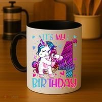 4 Years Old Unicorn Flossing 4th Birthday Unicorn Party Coffee Mug thumb 4