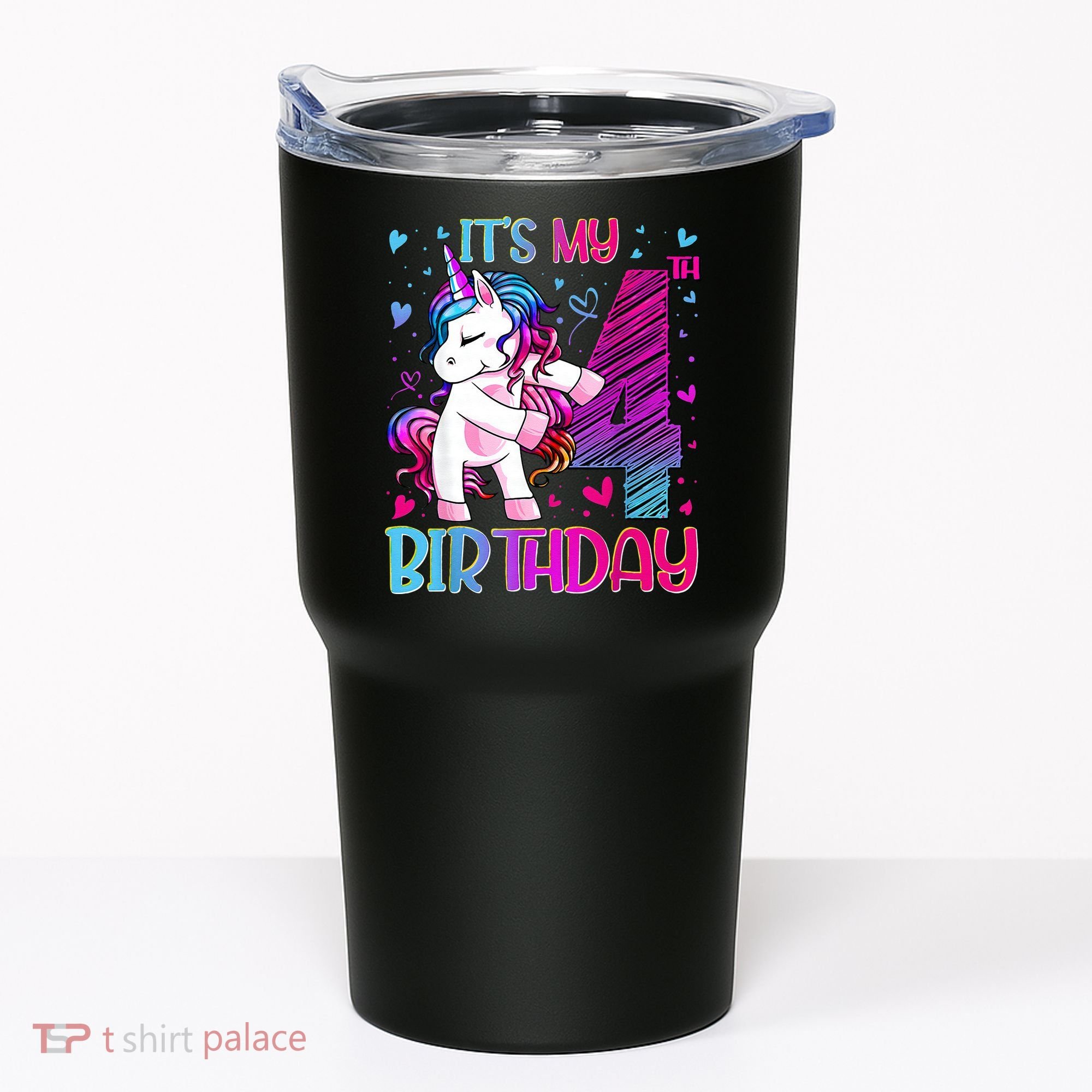 4 Years Old Unicorn Flossing 4th Birthday Unicorn Party Tumbler